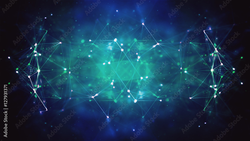 Obraz premium Abstract glare background, 3d molecules communication