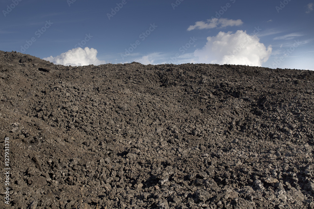 Etna crater and volcanic landscape around mount Etna, Sicily, It