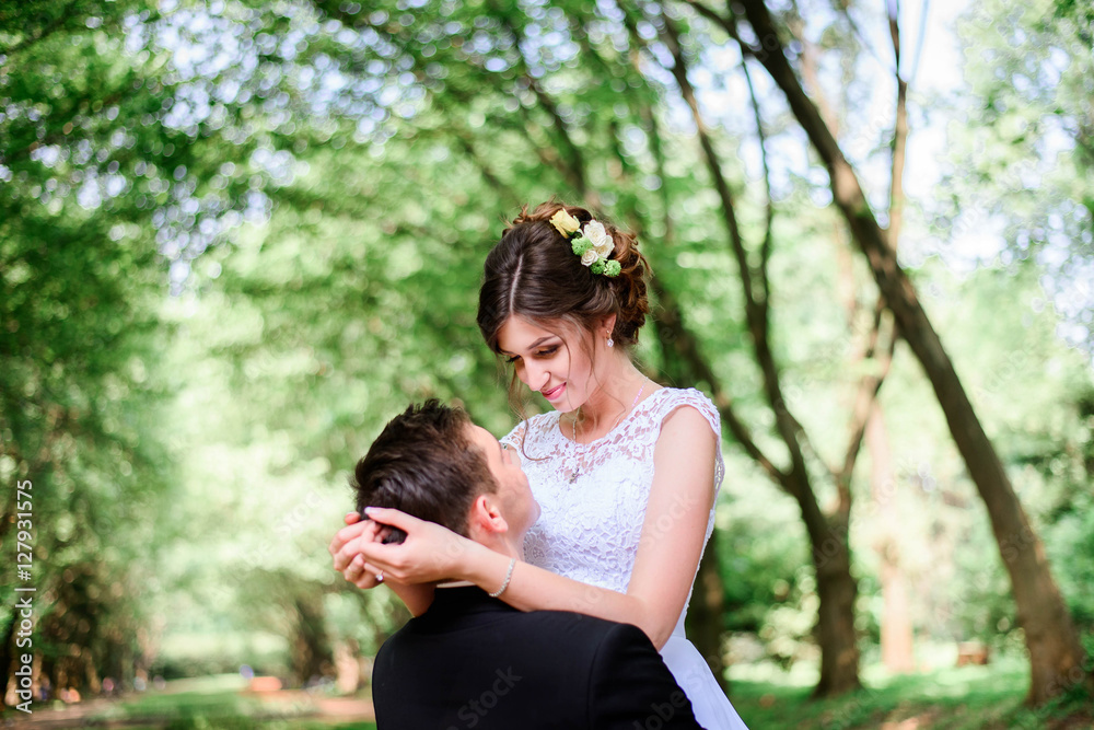 nice portrait of young and beautiful bride and groom nice portrait of young and beautiful bride and groom