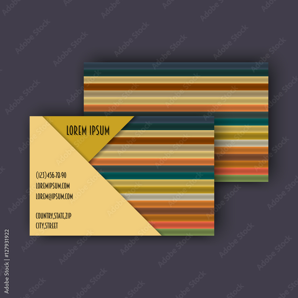 business card template with 3D paper colorful lines business card template with 3D paper colorful lines