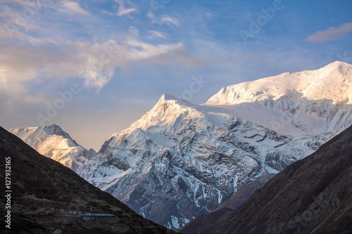 Fototapeta Naklejka Na Ścianę i Meble -  Beautiful sunrise mountain landscape, Annapurna Range in Himalayas, Nepal.