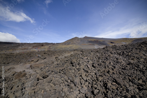 Etna crater and volcanic landscape around mount Etna  Sicily  It