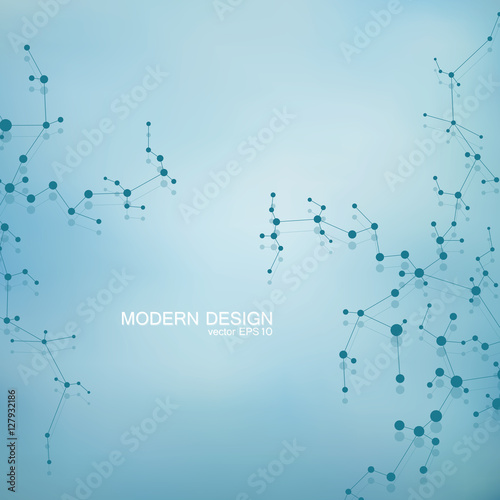 Structure molecule of DNA and neurons. Structural atom. Chemical compounds. Medicine  science  technology concept. Geometric abstract background. Vector illustration for your design.