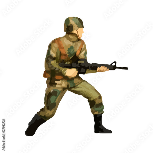 Abstract modern military infantry soldier