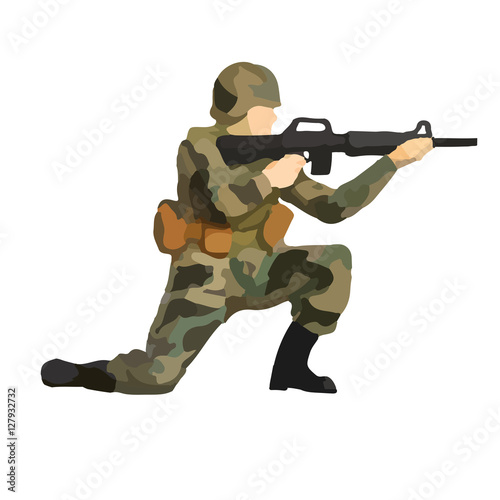 Abstract modern military infantry soldier