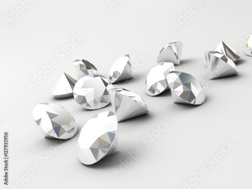 Abstract Chrome Diamonds isolated on white background, 3d