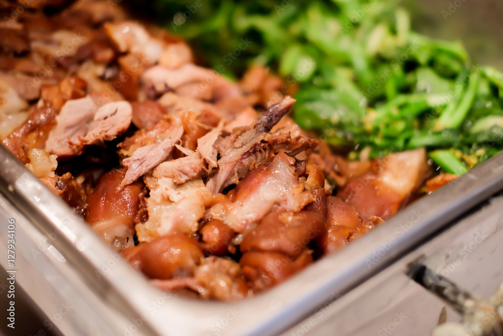Thai Style pork leg pot stewed on tray Thai Style pork leg pot stewed on tray