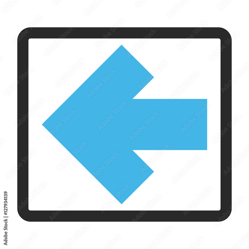 Arrow Left vector icon. Image style is a flat bicolor icon symbol in a rounded rectangular frame, blue and gray colors, white background. Arrow Left vector icon. Image style is a flat bicolor icon symbol in a rounded rectangular frame, blue and gray colors, white background.