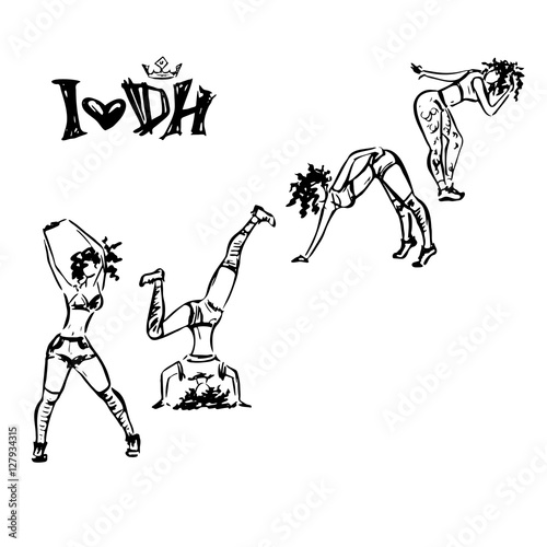 Dancehall girls, hand drawn