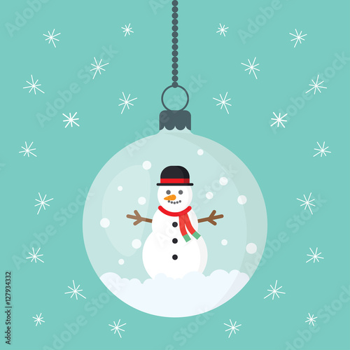 snowman inside Christmas decorations