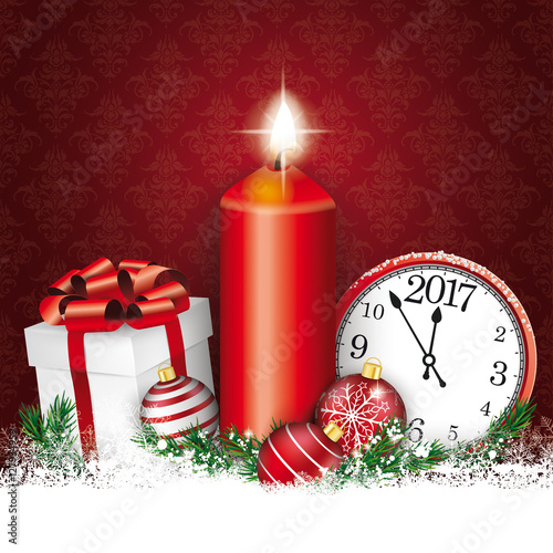 Christmas Red Ornaments Candle Clock Gift Baubles