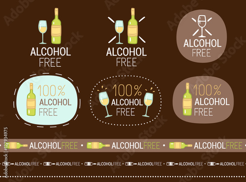 vector alcohol free sign set
