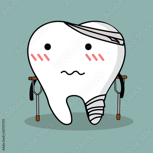 Vector of Tooth with injured, sick or got accident