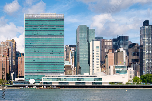 The United Nations Headquarters and other skyscrapers in midtown Manhattan, New York City