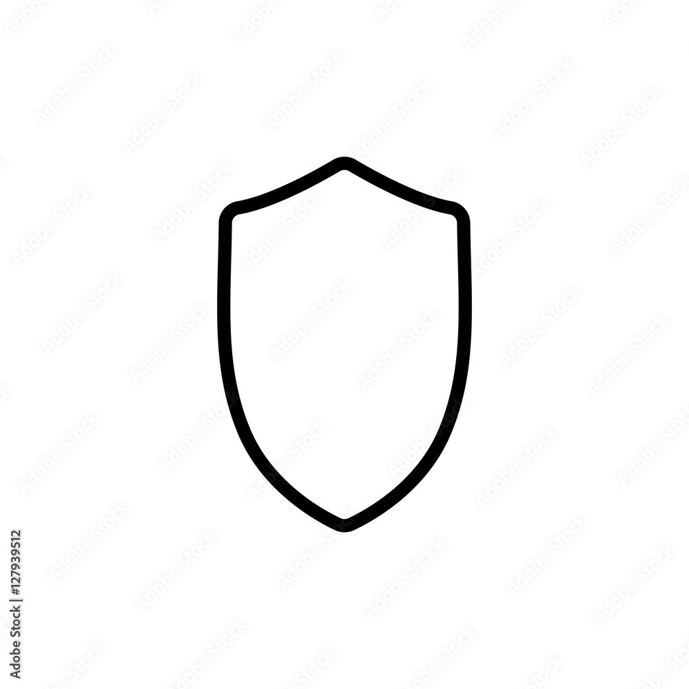 thin line security shield icon on white background thin line security shield icon on white background