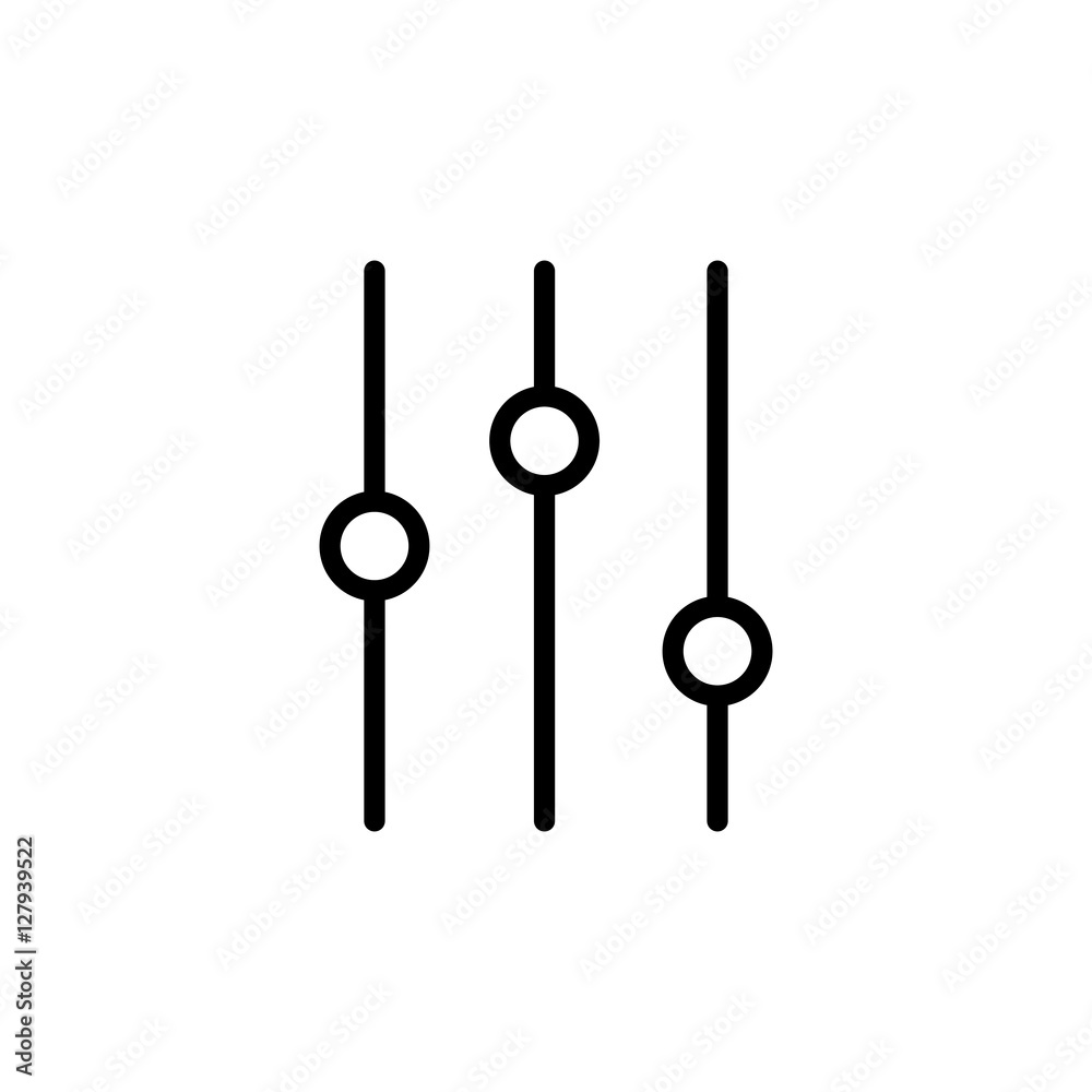 thin line slider bar, eq, icon on white background thin line slider bar, eq, icon on white background