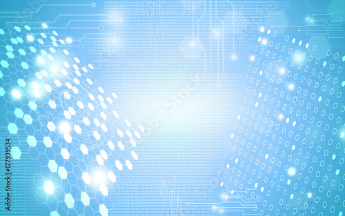 Blue technology background and abstract digital tech circle.