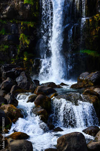 rocky icelandic landscape with a waterfall