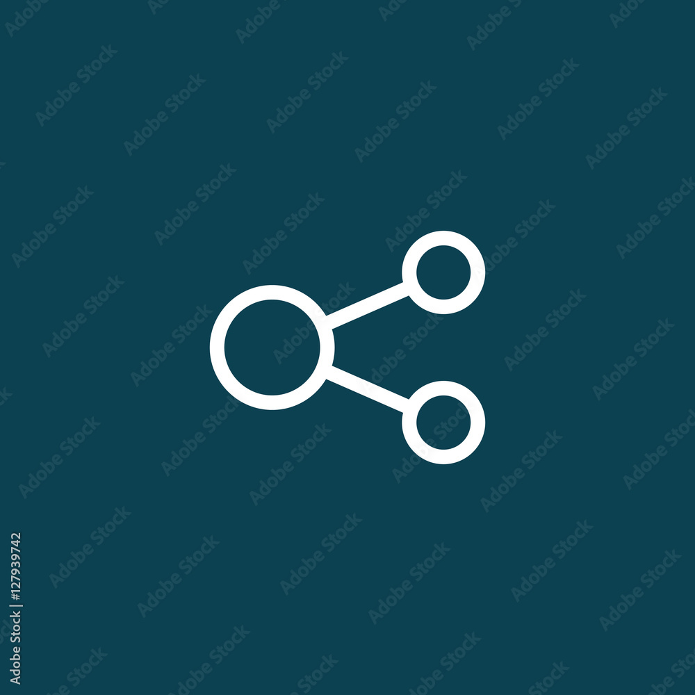 thin line share icon on blue background thin line share icon on blue background