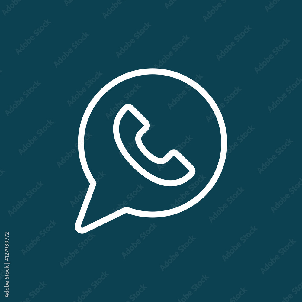 thin line whatsapp icon on blue background