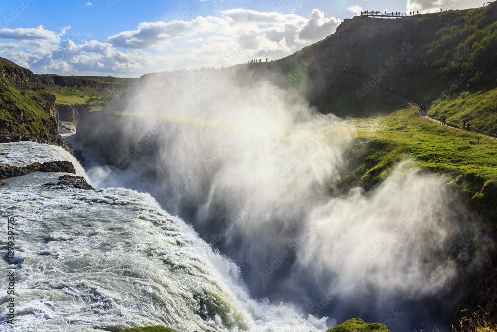 Steam from icelandic waterfall