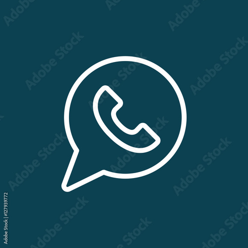 thin line whatsapp icon on blue background