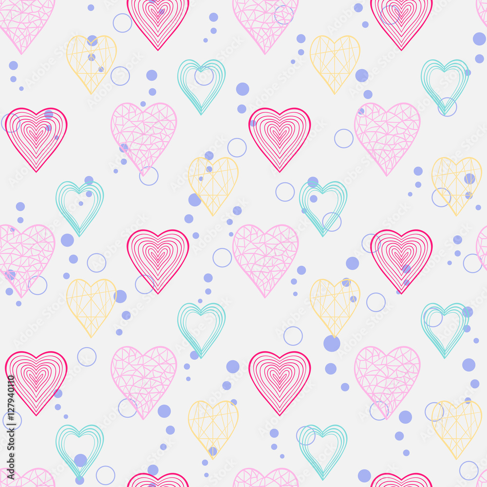 Abstract heart seamless pattern on a white background