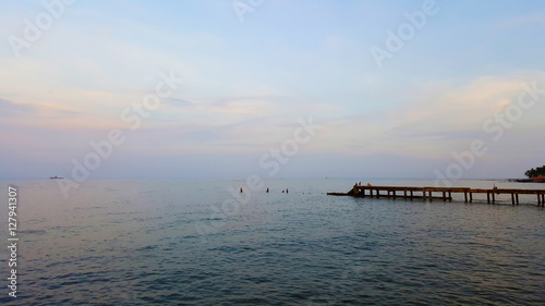 blue sea and clouds on sky background photo