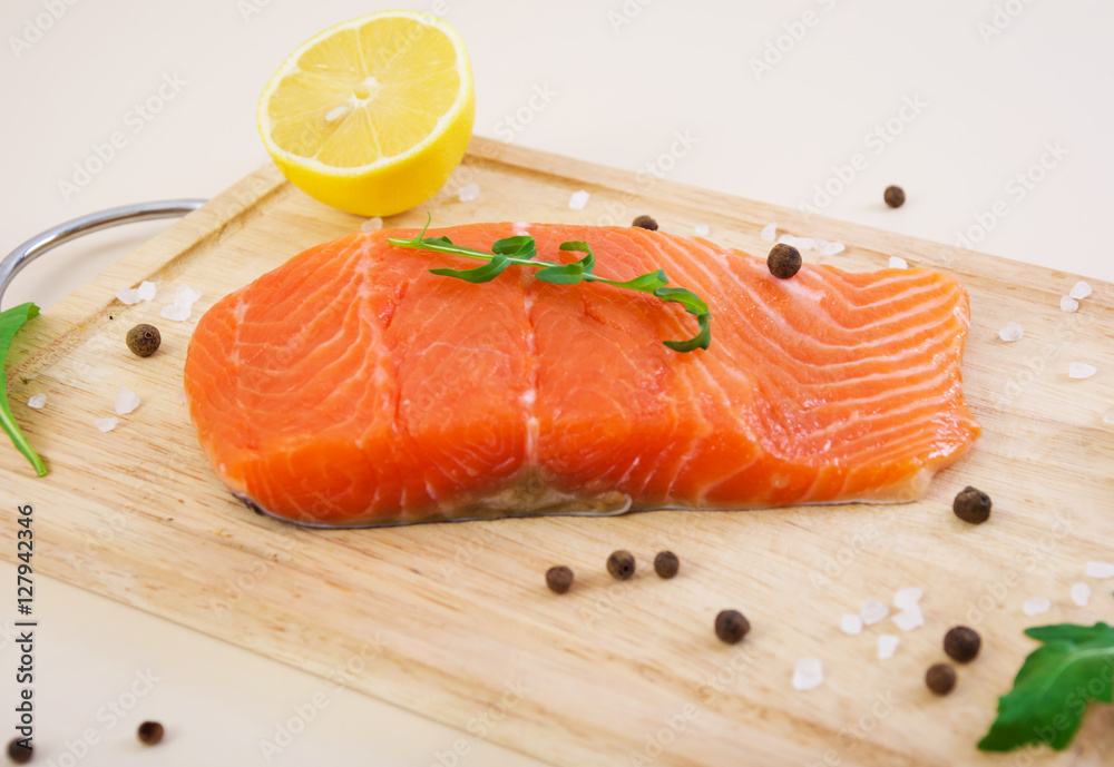 Fillet of red fish. Fresh salmon fillet Fillet of red fish. Fresh salmon fillet