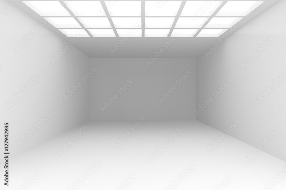 Interior with white wall onto which falls the light from window ceiling. Background illustration 3d rendering Interior with white wall onto which falls the light from window ceiling. Background illustration 3d rendering
