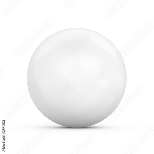 White ball isolated on white background. 3d rendering