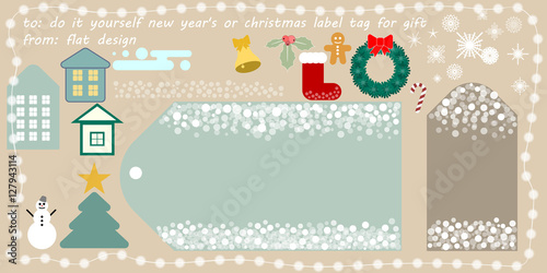 flat vector new year s or christmas printable tag for gift or sale  do it yourself new year s or christmas label tag for gift