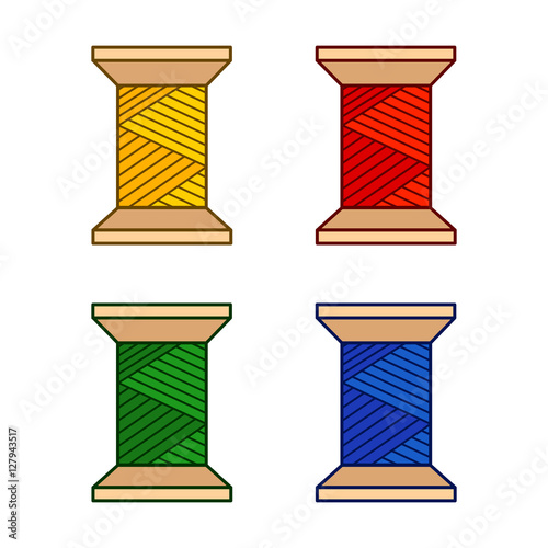 set of colored thread