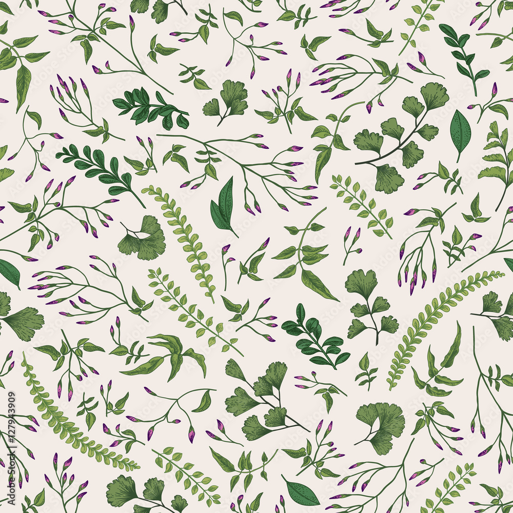 Floral seamless pattern with little plants. Floral seamless pattern with little plants.