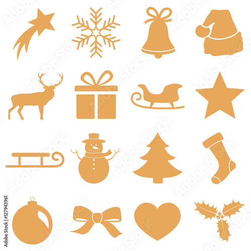 Gold Christmas icon set
