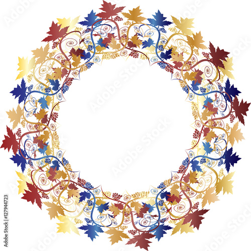 Ornamental floral vintage decorative grapes vine clusters graphic elements or frame, with copy space for text.