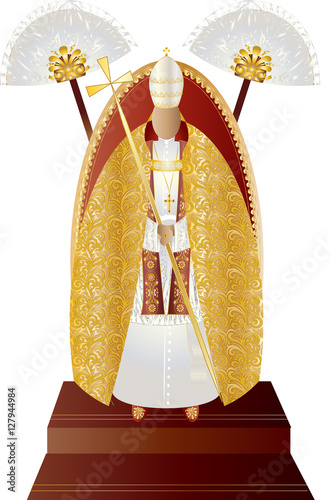 Fotografía Holy Father the Pope, in old antique traditional catholic vestments