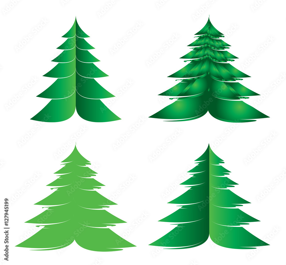 Christmas tree, color illustration, with a star. Simple modern abstract design, graphic element vector.