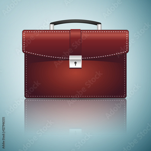 Briefcase red business icon isolated on blue background. Vector Illustration