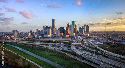 Houston Skyline from the air photo
