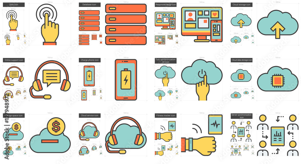 Mobility line icon set. Stock Vector | Adobe Stock