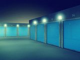 Outdoors storage units at night , Self storage renting