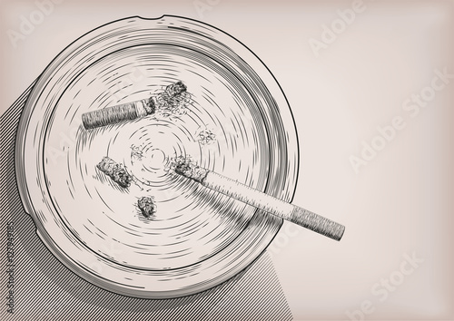 Ashtray cigarette cigarettes butt in ash-pot ash-tray tobacco. V