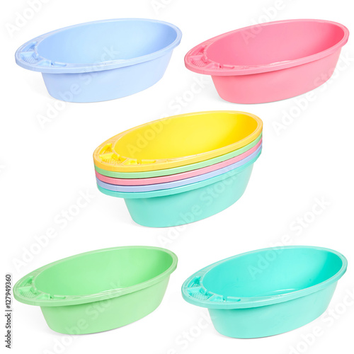 multi-colored plastic trays photo