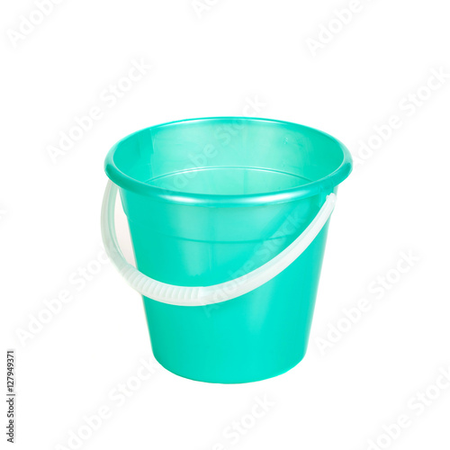 green plastic bucket
