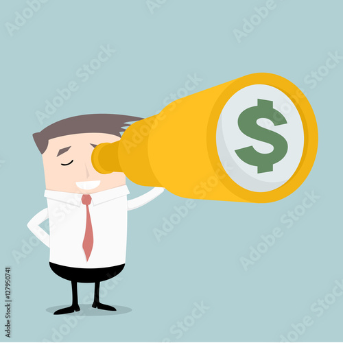 Businessman Spyglass Money