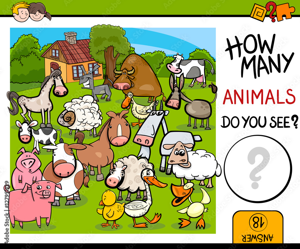 Fototapeta premium counting farm animals activity