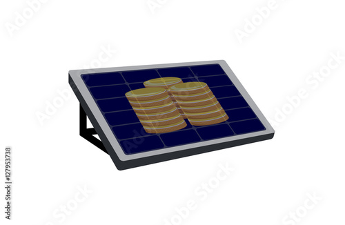 Vector image of a solar panel with coins