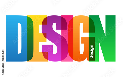 "DESIGN” colourful verlapping vector letters icon 
