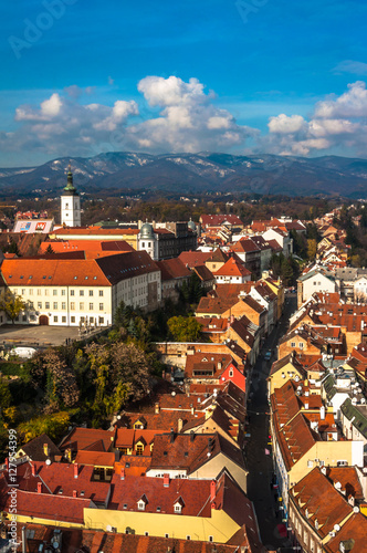 Zagreb Old Town, aerial view. 